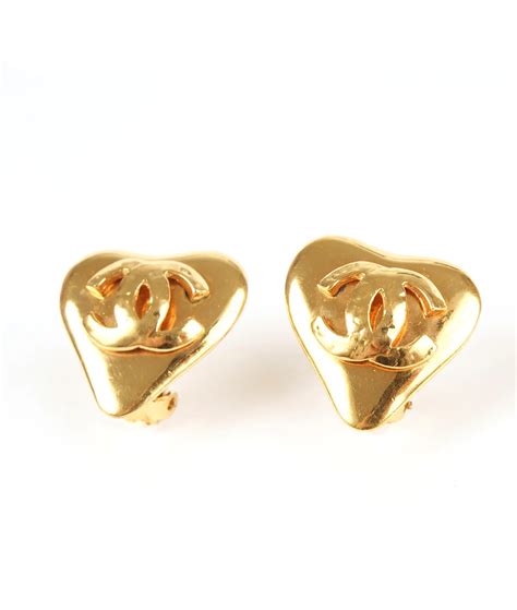 chanel heart and triangle earring|vintage chanel heart earrings.